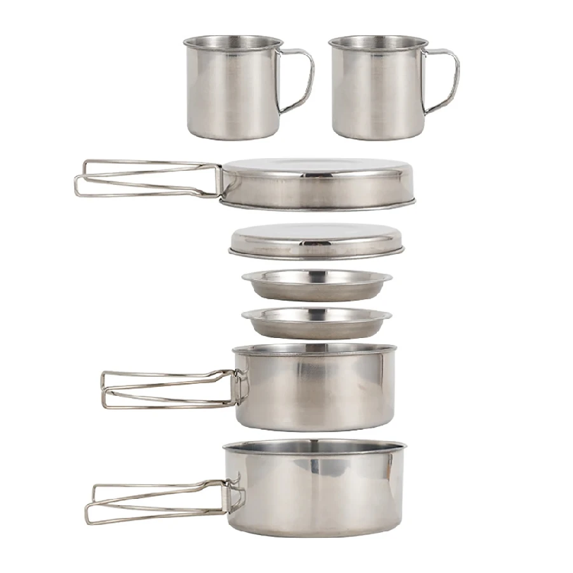Camping Cooking Pots And Pans - طقم أواني طهي للتخييم مكون من