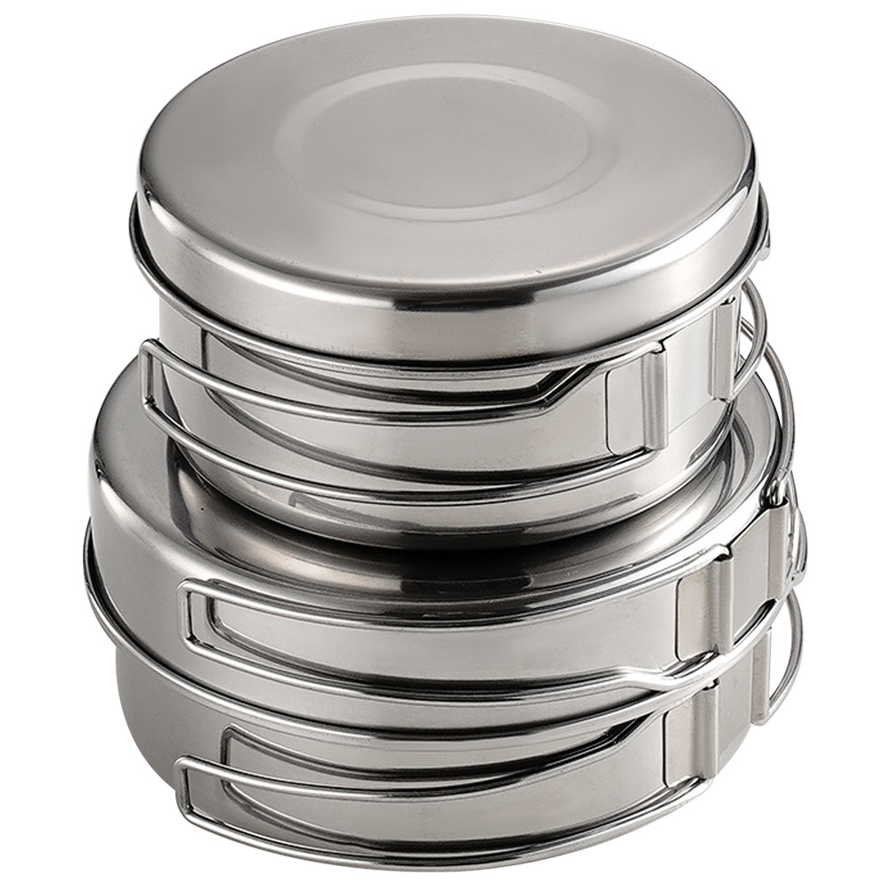 Camping Cooking Pots And Pans - مجموعة أدوات طهي للتخييم من الفولاذ