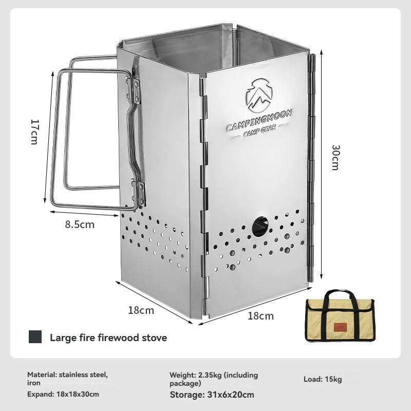 Charcoal Chimney Starter - MT-18 CAMPINGMOON طوي المحمولة الشاعل موقد