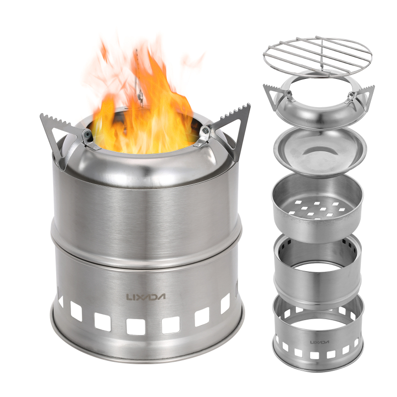 Camping Cooking Butane - Lixada-موقد خشبي من الفولاذ المقاوم للصدأ
