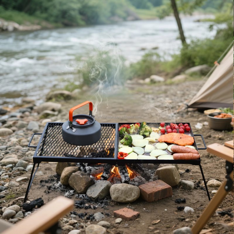 Camping Cooking Over Fire - شواية قابلة للطي للطهي في الهواء