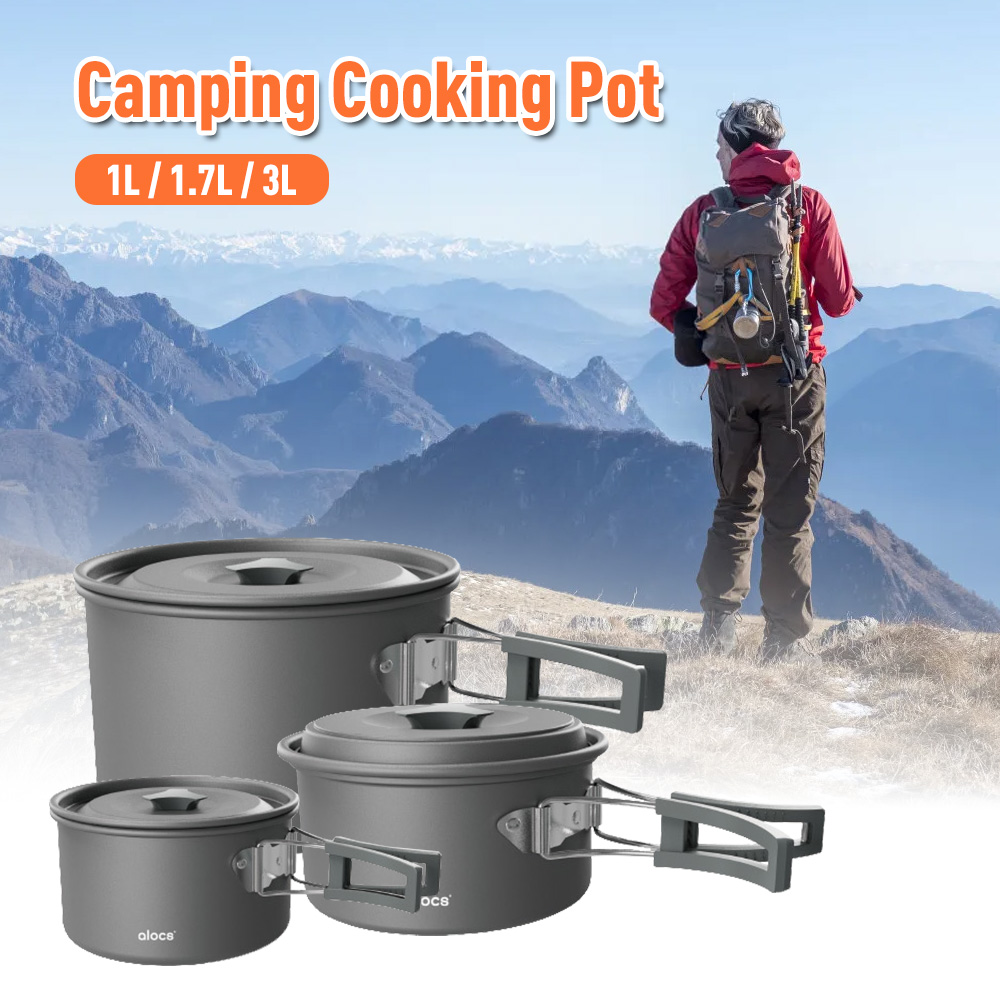 Camping Cooking Kit - وعاء طهي للتخييم بمقبض قابل للطي
