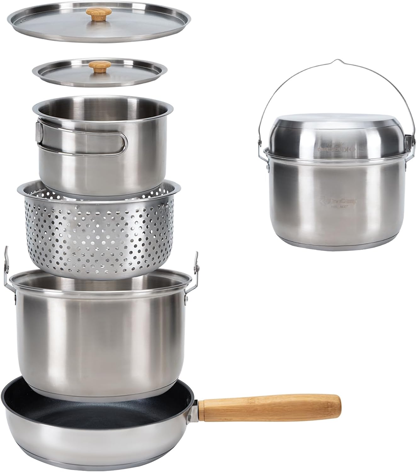 Camping Cooking Pots And Pans Set - طقم أواني طهي للتخييم من الفولاذ