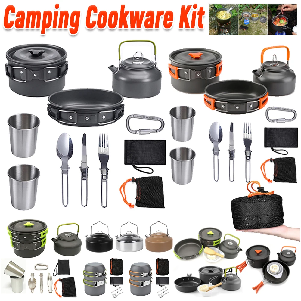 Camping Cooking Pots And Pans - طقم أدوات طهي للتخييم، غلاية ووعاء
