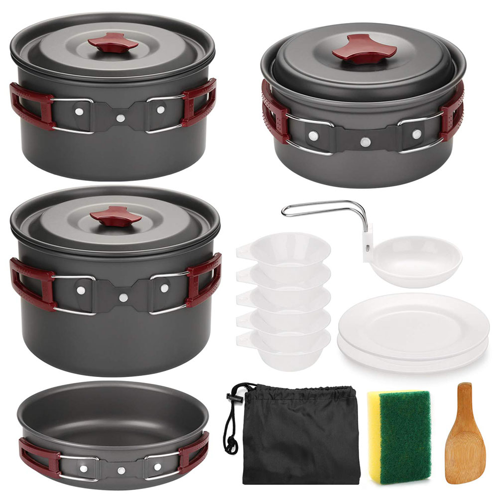 Camping Cooking Pots And Pans - طقم أدوات طهي للتخييم في الهواء