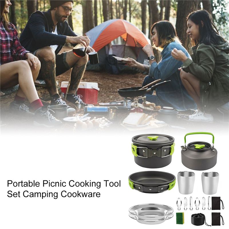 【المشتريين】جهيزات المطابخ التخ - مراجعة Camping Cooking Pots And Pans Set وسعره