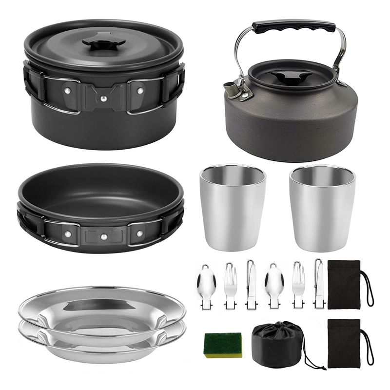 【المشتريين】جهيزات المطابخ التخ - مراجعة Camping Cooking Pots And Pans Set وسعره
