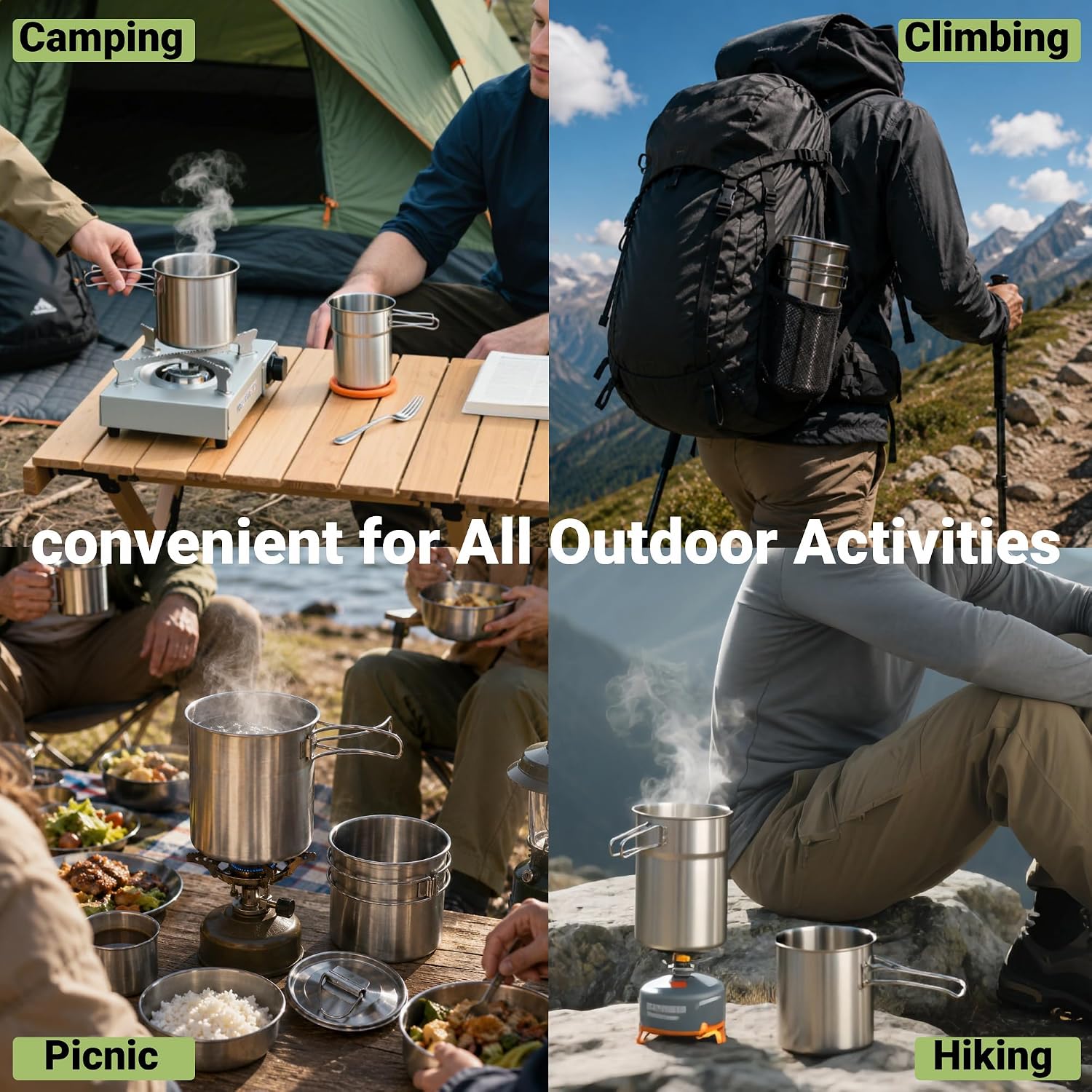 أكواب قابلة للطي للتخييم، أوان - مراجعة Camping Cooking Pots And Pans وسعره