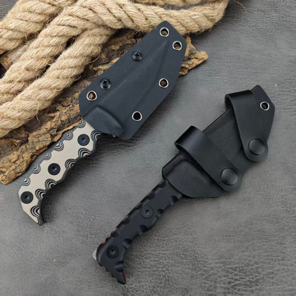 سكين G10 بمقبض خارجي 003 و 007 - مراجعة Camping Cooking Knife With Sheath وسعره