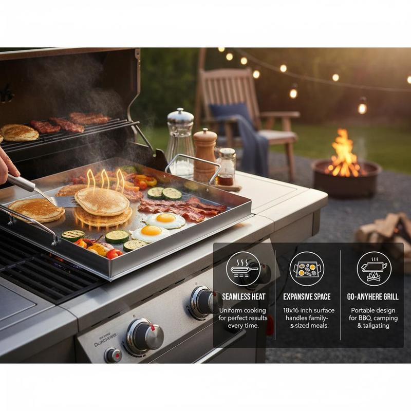 شواية مسطحة عالمية مقاس 18x16  - مراجعة Camping Cooking Disc وسعره