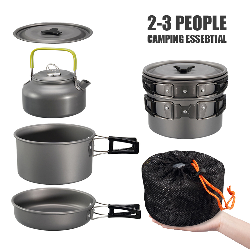 WESTTUNE التخييم طقم حلل استان - مراجعة Camping Cooking Pots And Pans وسعره