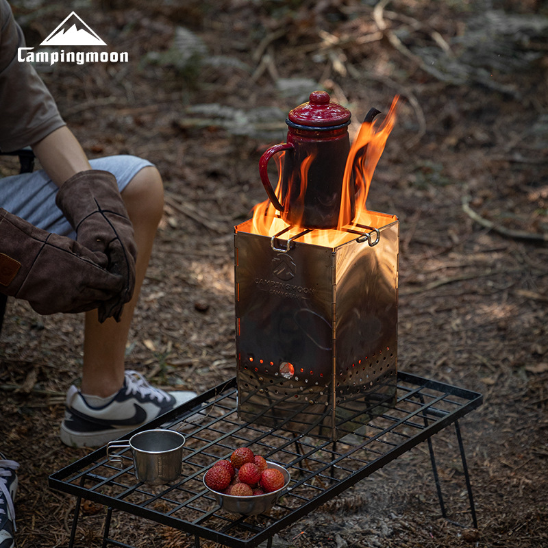 MT-18 CAMPINGMOON طوي المحمولة - مراجعة Charcoal Chimney Starter وسعره