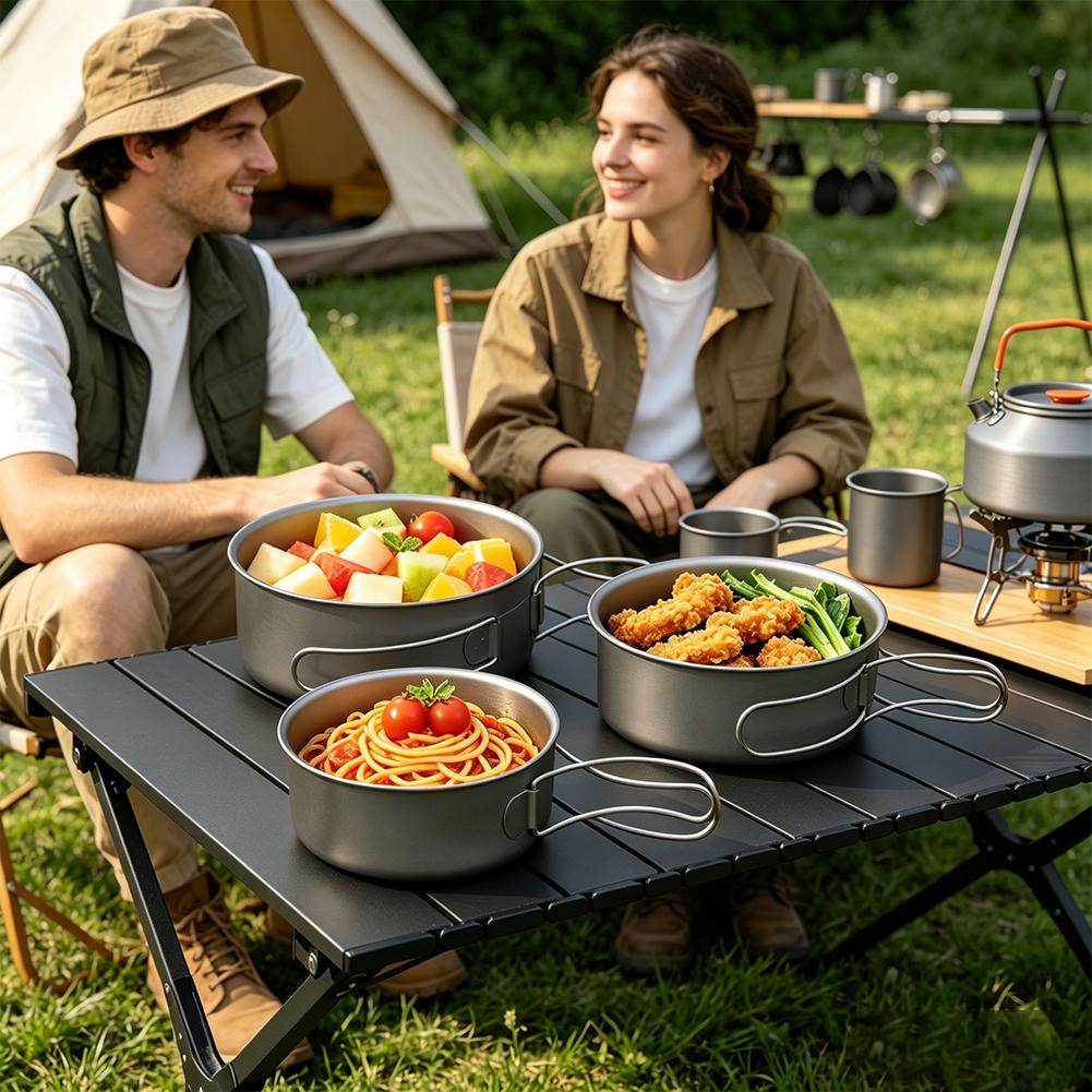 طقم أواني طهي للتخييم من 3 قطع - مراجعة Camping Cooking Pots And Pans Set وسعره