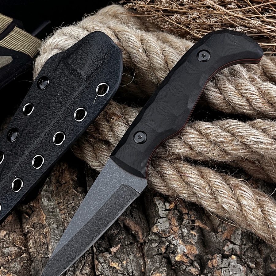 سكين مستقيم يدوي الصنع بمقبض G - مراجعة Camping Cooking Knife With Sheath وسعره