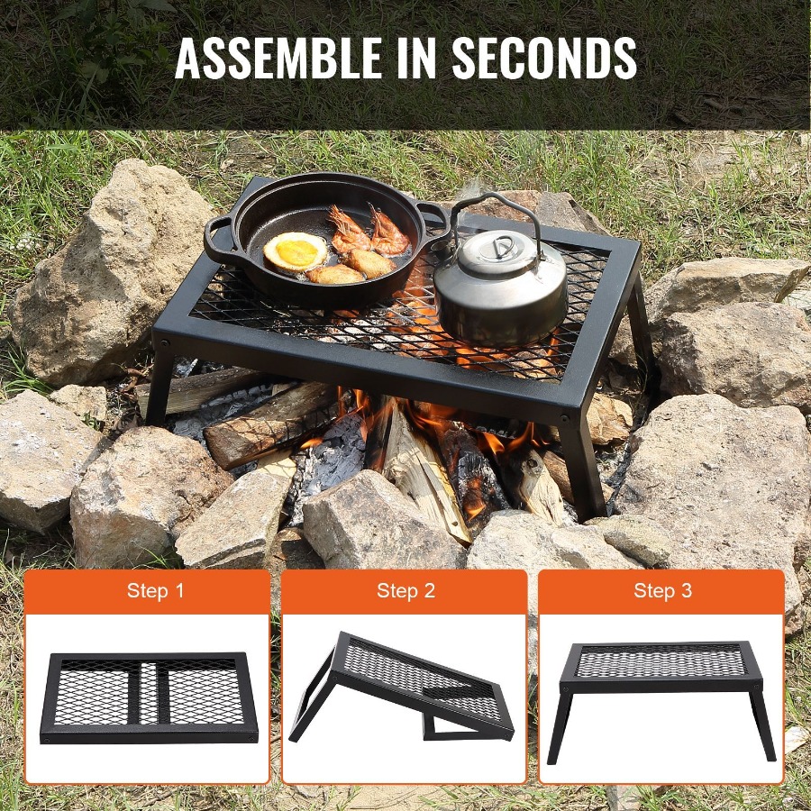 شواية تخييم قابلة للطي من الفو - مراجعة Camping Cooking Over Fire وسعره