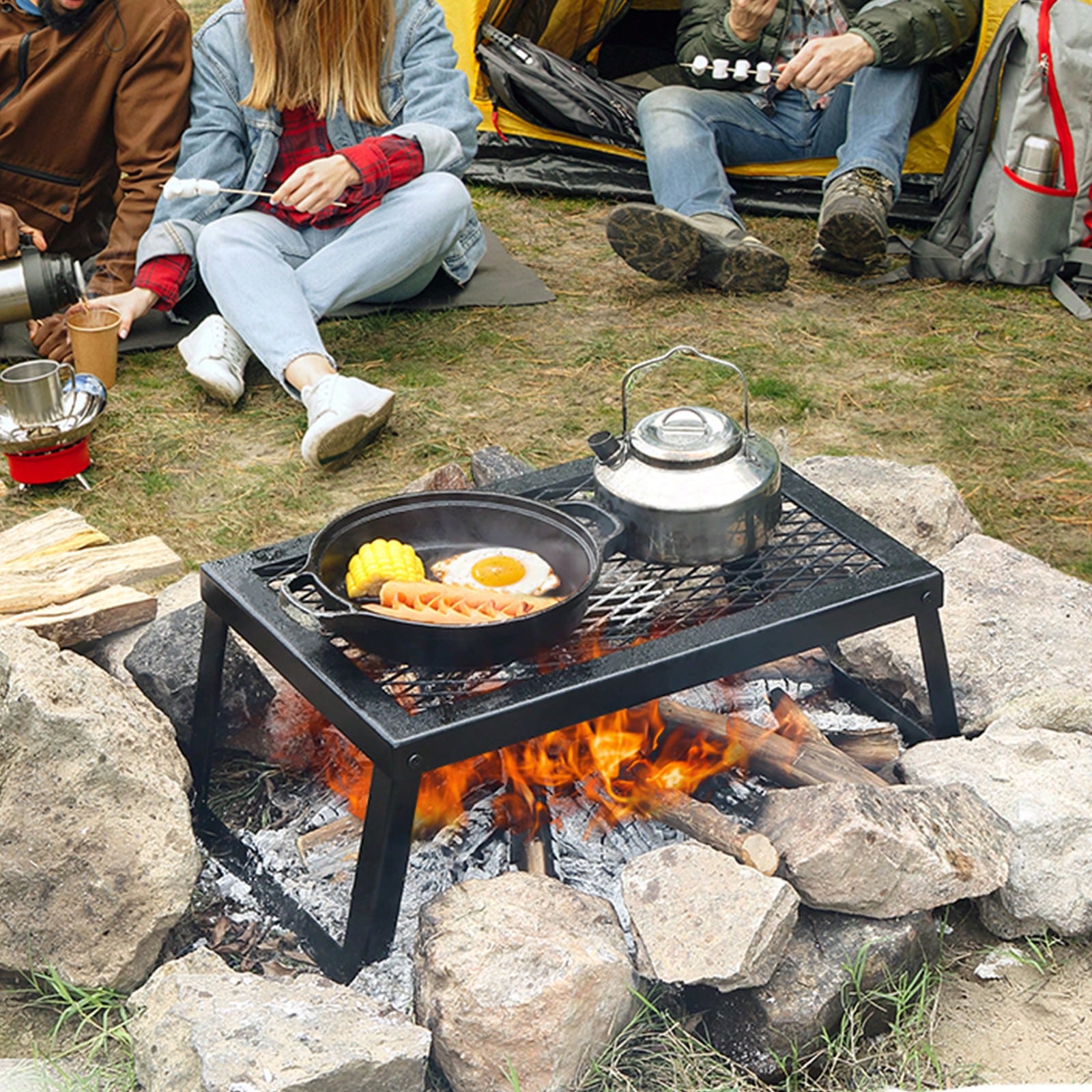 شواية قابلة للطي/الدوران للاست - مراجعة Camping Cooking Over Fire وسعره