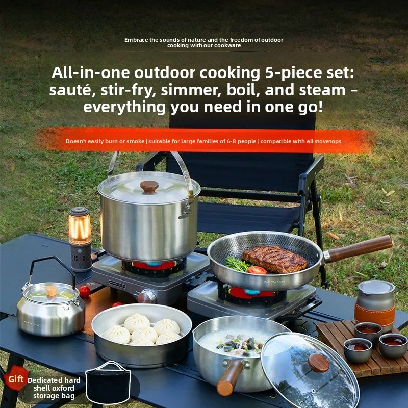 طقم أدوات طهي محمول للتخييم مت - مراجعة Camping Cooking Pots And Pans Set وسعره