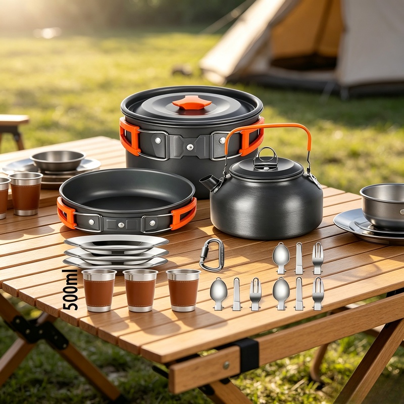 طقم أواني طهي للتخييم غير لاصق - مراجعة Camping Cooking Candle وسعره