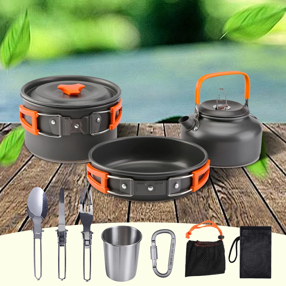 طقم أدوات طهي للتخييم، غلاية و - مراجعة Camping Cooking Pots And Pans وسعره